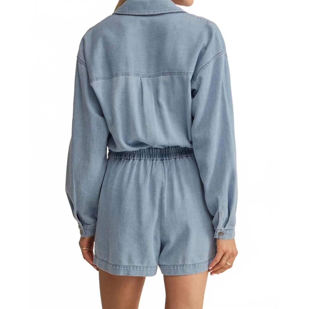 NEW Z SUPPLY sully twill romper in lake blue - Picture 3 of 5